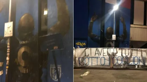 El mural de Lukaku vandalizado