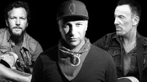 Tom Morello junto a Eddie Vedder y Bruce Springsteen, en una de las imágenes promocionales de Highway to Hell.