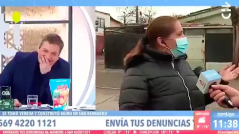 Julio César Rodríguez en medio del hilarante exabrupto del vecino, que se dio en Contigo en la Mañana.