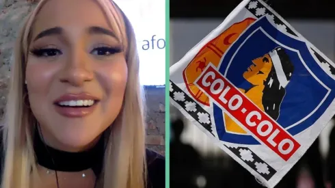 Princesa Alba conversando con la prensa a propósito del lanzamiento de su primer disco besitos, cuídate.