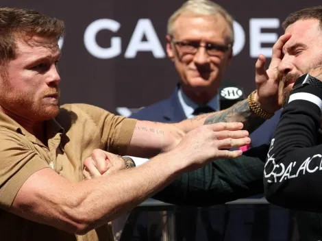 Canelo Álvarez y Caleb Plant se van a los combos en conferencia