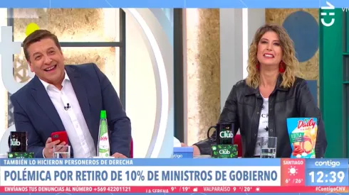 Julio César Rodríguez junto a Macarena Pizarro, en el matinal Contigo en la Mañana.