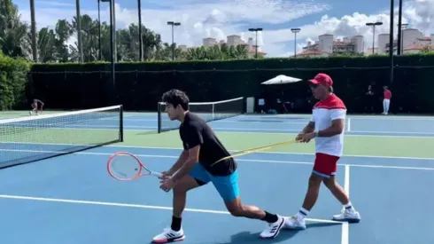 Cristian Garin entrenando con Duglas Cordero
