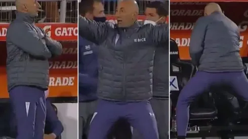 El DT cruzado festejó con todo el gol del Chapa Fuenzalida.