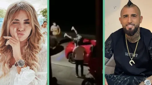 Daniella Durán, una captura del polémico video y Arturo Vidal.