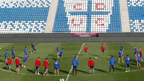 El equipo de Martín Lasarte tuvo su último entrenamiento en el estadio San Carlos de Apoquindo. Foto: ANFP