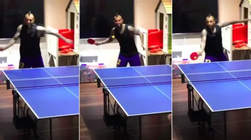 Arturo Vidal la rompe en el ping pong.