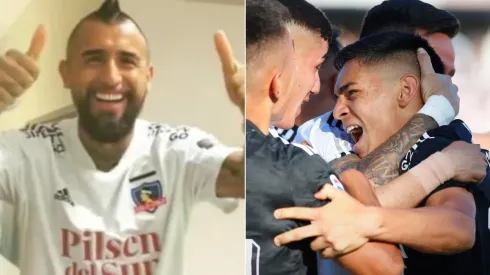 Arturo Vidal feliz con Joan Cruz y el triunfo de Colo Colo.