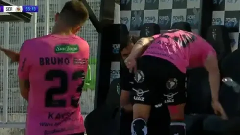 Bruno Barticciotto descargando su bronca por el partido de Palestino.
