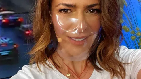 Tonka Tomicic en el set de Bienvenidos.