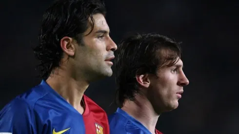 Rafa Márquez y Lionel Messi en el Barcelona