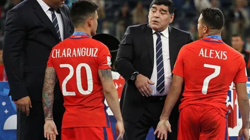 Maradona en la premiación de la final de la Copa América Centenario: días después se filtró un audio ninguneando a la Roja.