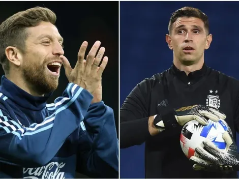 Dibu Martínez la rompe con su inglés y Papu Gómez se vuelve loco