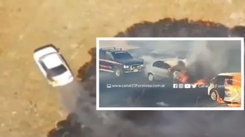 Varios vehículos resultaron incendiados por las bengalas