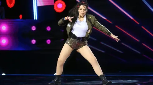 Ana María Muñoz, la Zapallito Italiano, en el escenario de Aquí se Baila.