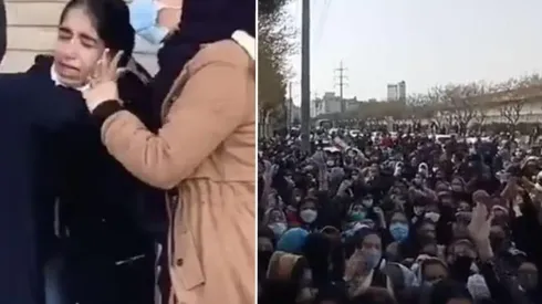 Mujeres iraníes sufren con el gas pimienta lanzado por la policía