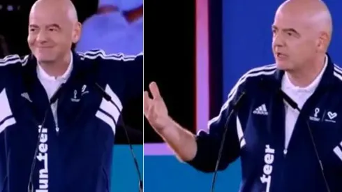 Infantino intenta animar al público durante conferencia en Doha