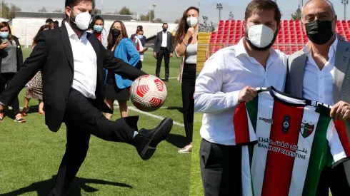 Gabriel Boric llegó hasta el estadio de Palestino para promulgar la ley que exige que los clubes tengan contratos para sus equipos femeninos.