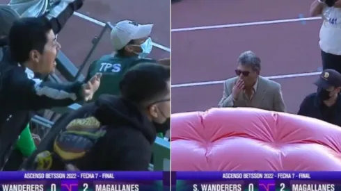 Jorge Garcés despidiéndose con un beso de los hinchas de Wanderers.