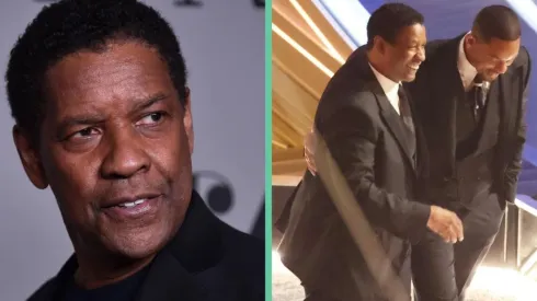 Denzel Washington acompañando a Will Smith tras la cachetada.