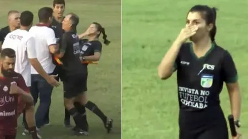 Marcielly Netto se toma la nariz tras ser agredida por un entrenador