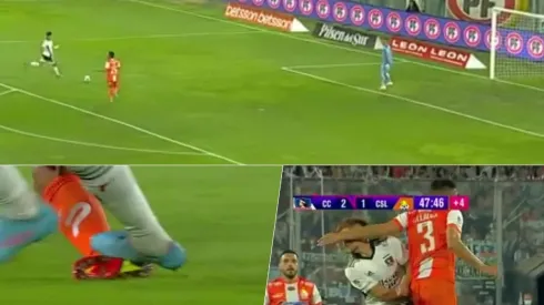 El Pibe estaba solo contra la portería de Cobresal. Antes, pisotón a Camargo y golpe a Gil