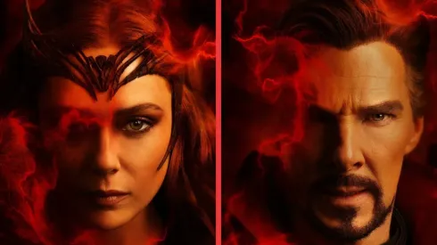Elizabeth Olsen como Scarlet Witch y Benedict Cumberbatch como Stephen Strange, para Doctor Strange en el Multiverso de la Locura.