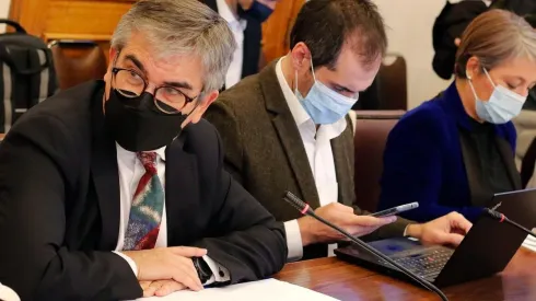 Los ministros Mario Marcel, Nicolás Grau y Jeanette Jara, durante la Comisión de Hacienda de la Cámara de Diputados, que analiza el proyecto de reajuste al salario mínimo