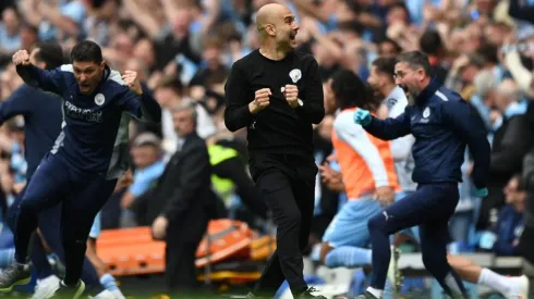 El enloquecido festejo de Josep Guardiola con su nuevo título.