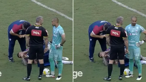 Titi se llevó un duro golpe en una disputa por la pelota.