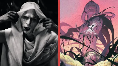 Dos versiones de Gorr El Carnicero de Dioses: la de Christian Bale en Thor: Love & Thunder y la original de los cómics de Marvel.