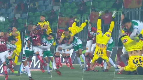 Mauricio Viana mostró toda su plasticidad al capturar un centro en el segundo tiempo: una buena demostración también para los hinchas de Colo Colo