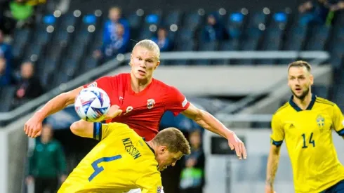 Erling Haaland en el duelo pasado frente a Suecia