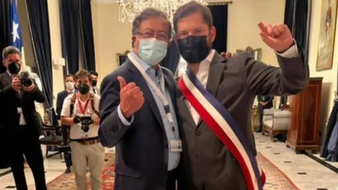 Petro y Boric durante la asunción del presidente chileno.