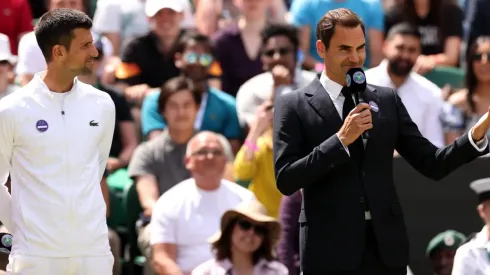 Roger Federer en la conmemoración de los 100 años de la cancha central
