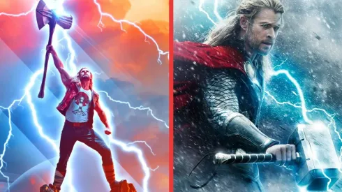 El Dios del Trueno con Stormbreaker en Thor: Love & Thunder y con Mjolnir en The Dark World.