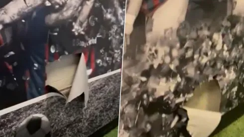 Así quedó el camarín visitante en el estadio de San Lorenzo.