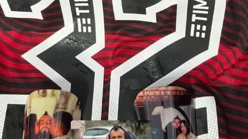 Las canilleras de Arturo Vidal para su primer partido por el Flamengo en el estadio Maracaná.