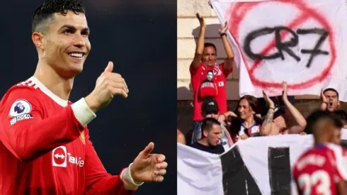 CR7 reaccionó ante el lienzo de la hinchada del Atlético