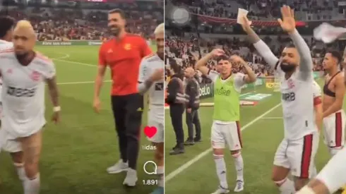 Gabigol con una cerveza festejando la clasificación del Flamengo