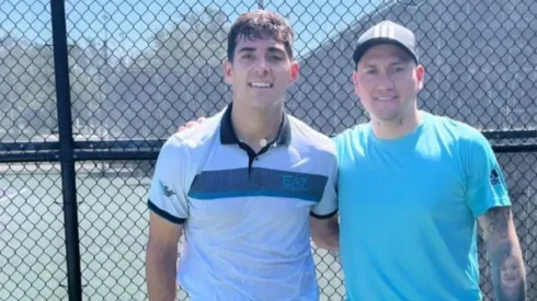 El encuentro en una cancha de tenis en Estados Unidos de los dos deportistas nacionales.