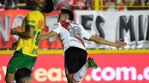 Solari marca el su segundo gol en River contra Defensa y Justicia de Beccacece.