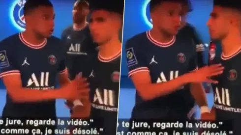 Kylian Mbappé mostró su molestia con Achraf Hakimi.