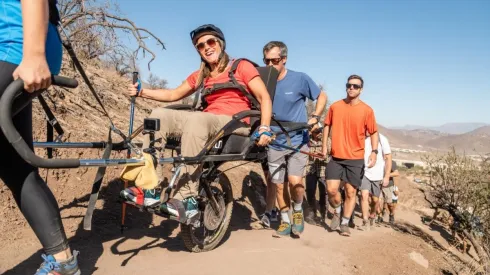 Polli Aguirre en inauguración de sendero inclusivo