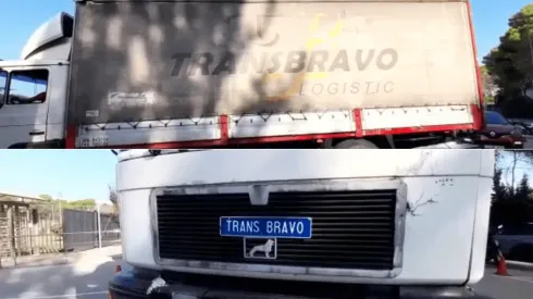 Transbravo decía el camión que llegó al lugar de entrenamiento de la selección chilena en Barcelona, España.