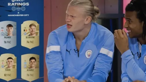Haaland y sus compañeros participaron de una dinámica con las cartas del FIFA 23
