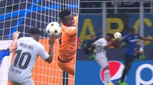 Dos manos del área y dos decisiones distintas en Champions League.