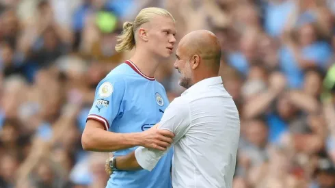 Haaland celebra junto a Guardiola