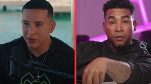 Daddy Yankee conversando con Molusco y Don Omar en diálogo con El Chombo.