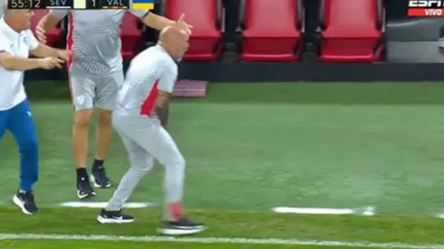 Sampaoli celebra un gol que no fue